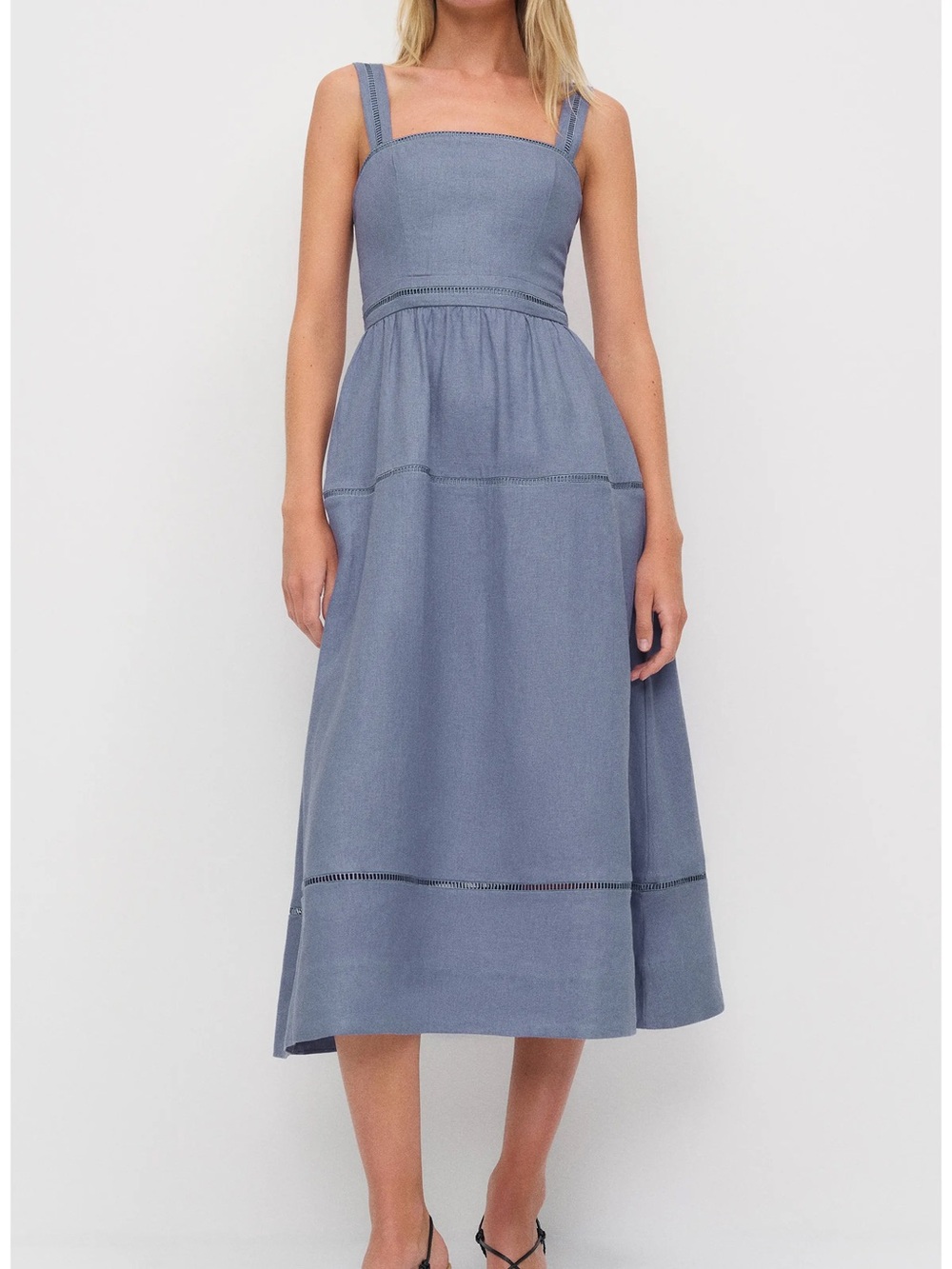 Reformation Everette Linen Dress in Cornflower Blue - 4P